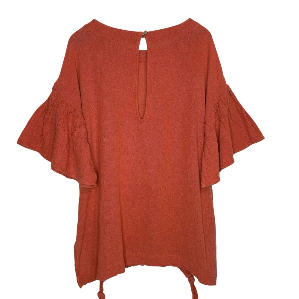 Free People Gauze Mesh Tunic Dress Oversized Cinnamon Orange Top L Boho - Picture 7 of 11